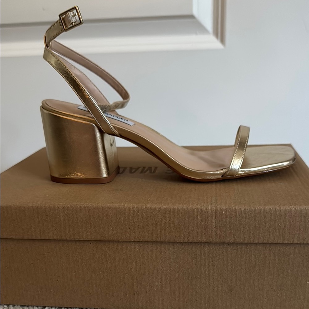 Gold Block Heel Sandals